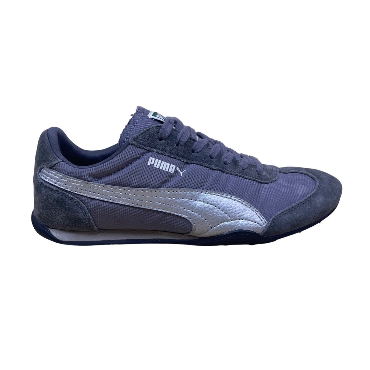 Puma Men’s Gray & Silver Suede Casual Athletic 76 Runner Sneakers Size 7.5