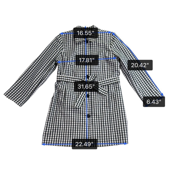 Talbots Womens Black & White Gingham Coat With Belt Size 12