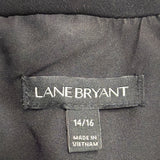 Lane Bryant Womens Black Flora Strech Blazer 3/4 Sleeve Tie Cuffs Size 14/16