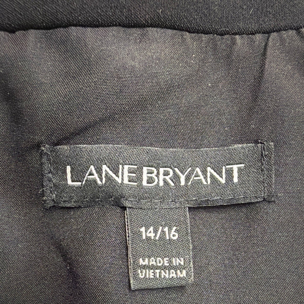 Lane Bryant Womens Black Flora Strech Blazer 3/4 Sleeve Tie Cuffs Size 14/16