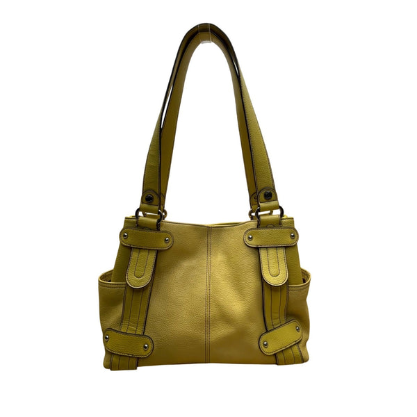 Tignanello Women’s Yellow Leather Storage Pockets  Double-Strap Shoulder Bag