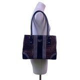 Beijo Women’s Brown & Black Faux Alligator Double Handles Snap Closure Tote Bag