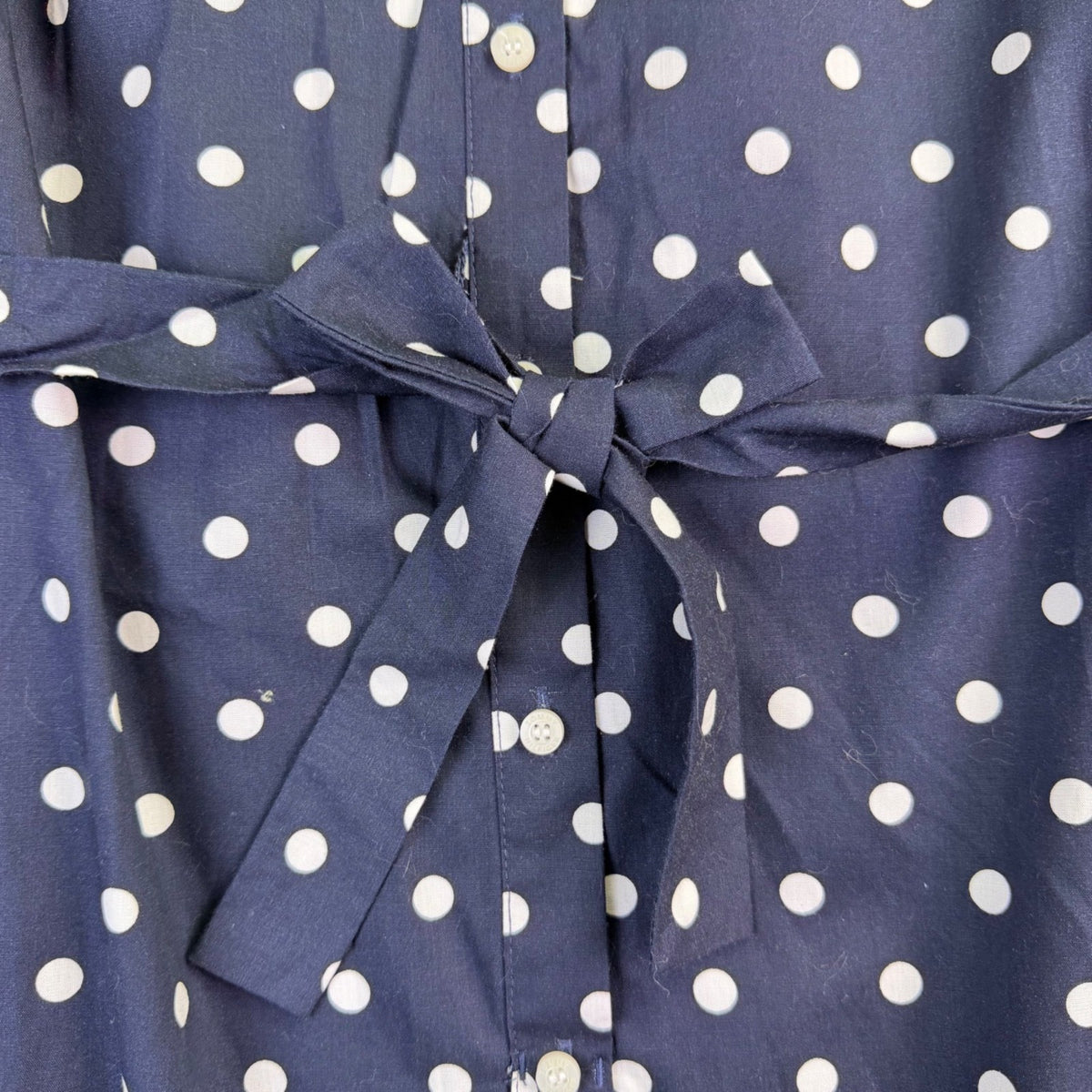Tommy Hilfiger Womens Navy Polka Dot Sleeveless Shirt Dress Belted Size 12