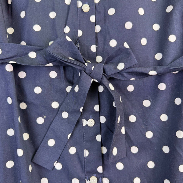 Tommy Hilfiger Womens Navy Polka Dot Sleeveless Shirt Dress Belted Size 12