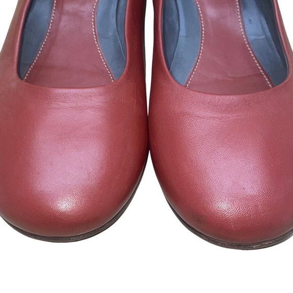 Fausto Santini Women’s Red Leather Round Toe Low Heel Shoes Size 38