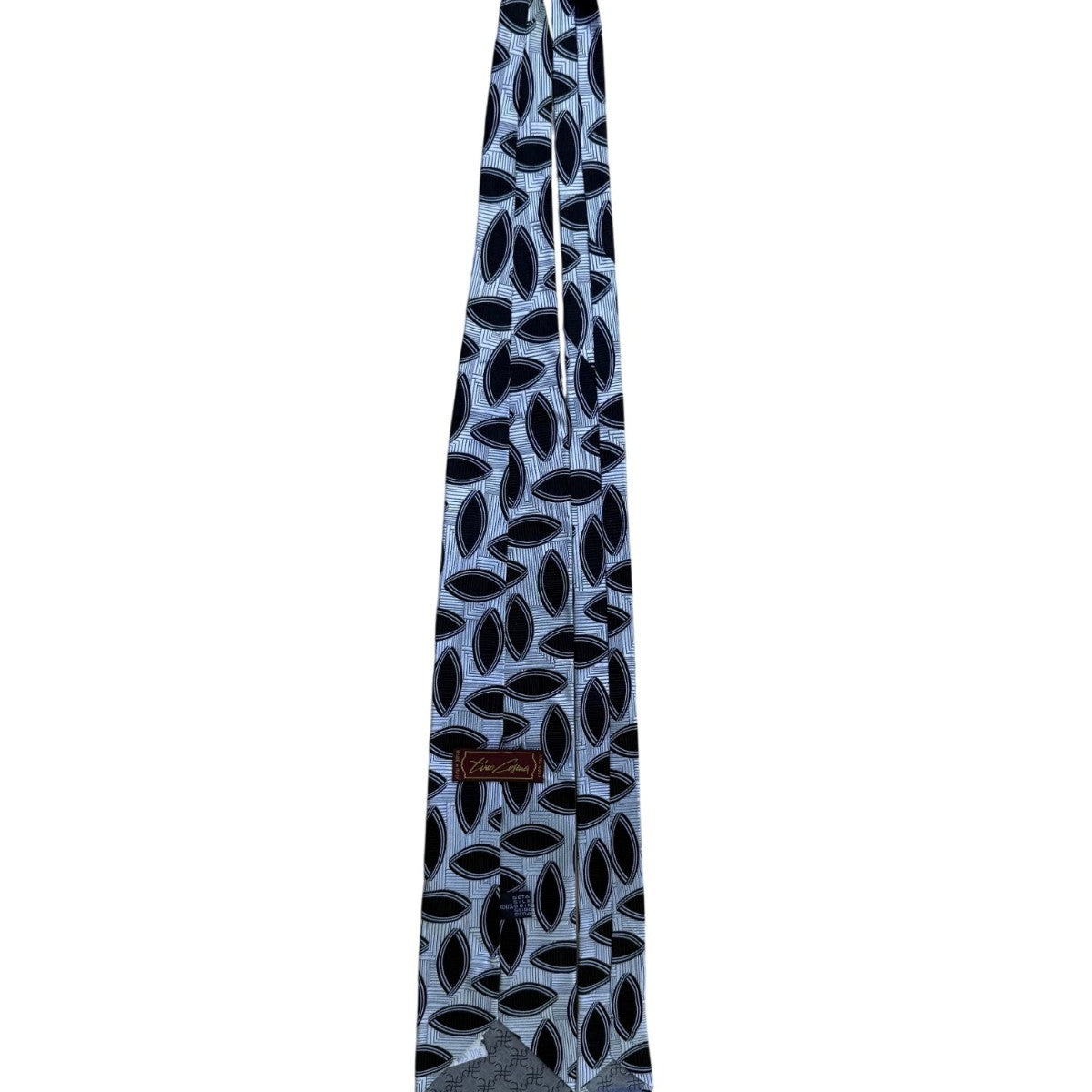 Five Star Mens Black & White 100% Silk Geometric Pattern Designer Necktie