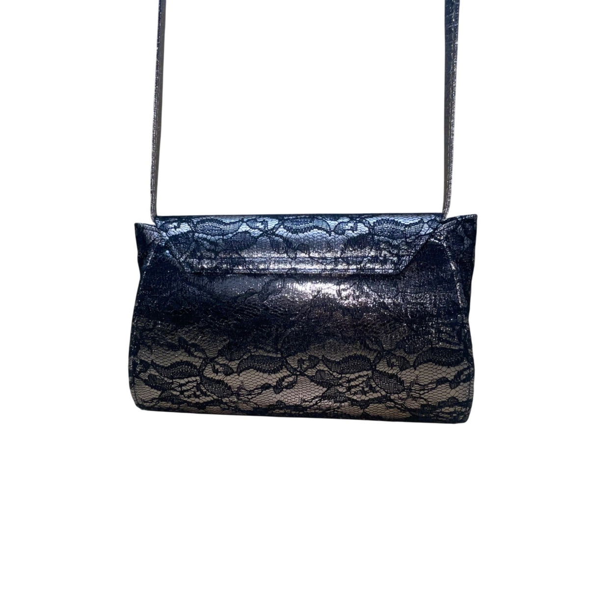 Neiman Marcus Women’s Dark Silver With Silver-Tone Strap  Envelope Clutch