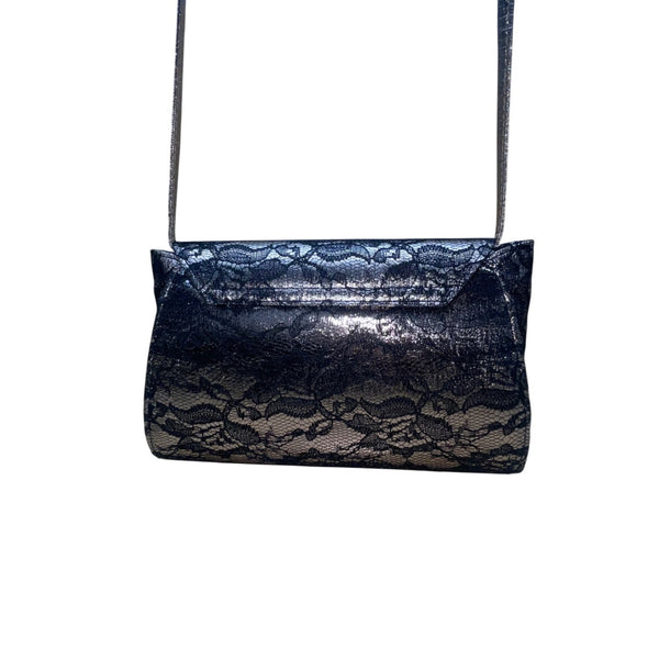 Neiman Marcus Women’s Dark Silver With Silver-Tone Strap  Envelope Clutch