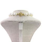 Single Strand Faux Pearl Necklace Women White Beads Gold Tone Toggle