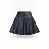 Idem Ditto Womens Black Skater Skirt Flared Faux Leather Size S