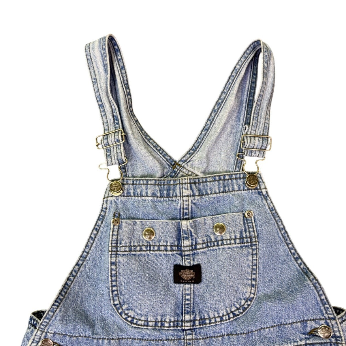 Harley-Davidson Womans Light Blue Denim Overalls Adjustable Straps Workwear Sz M