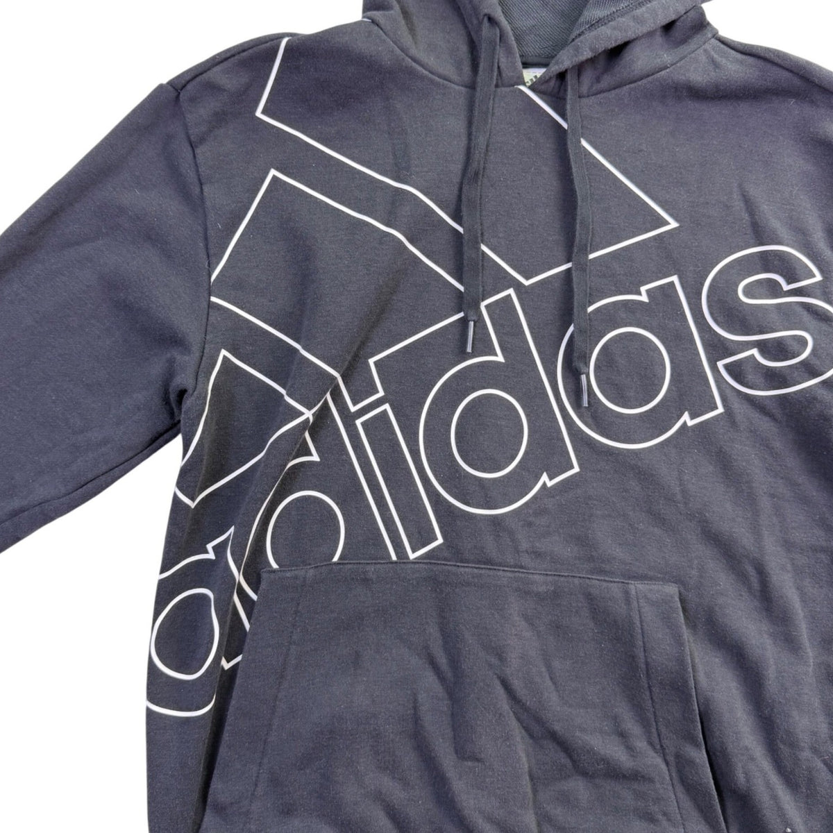 Adidas Mens Black Hooded Sweatshirt Logo Pullover Casual Size S