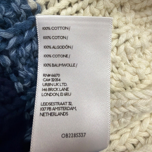 Free People Womens Ivory & Navy Cable Knit Crew Neck Sweater Striped Size S