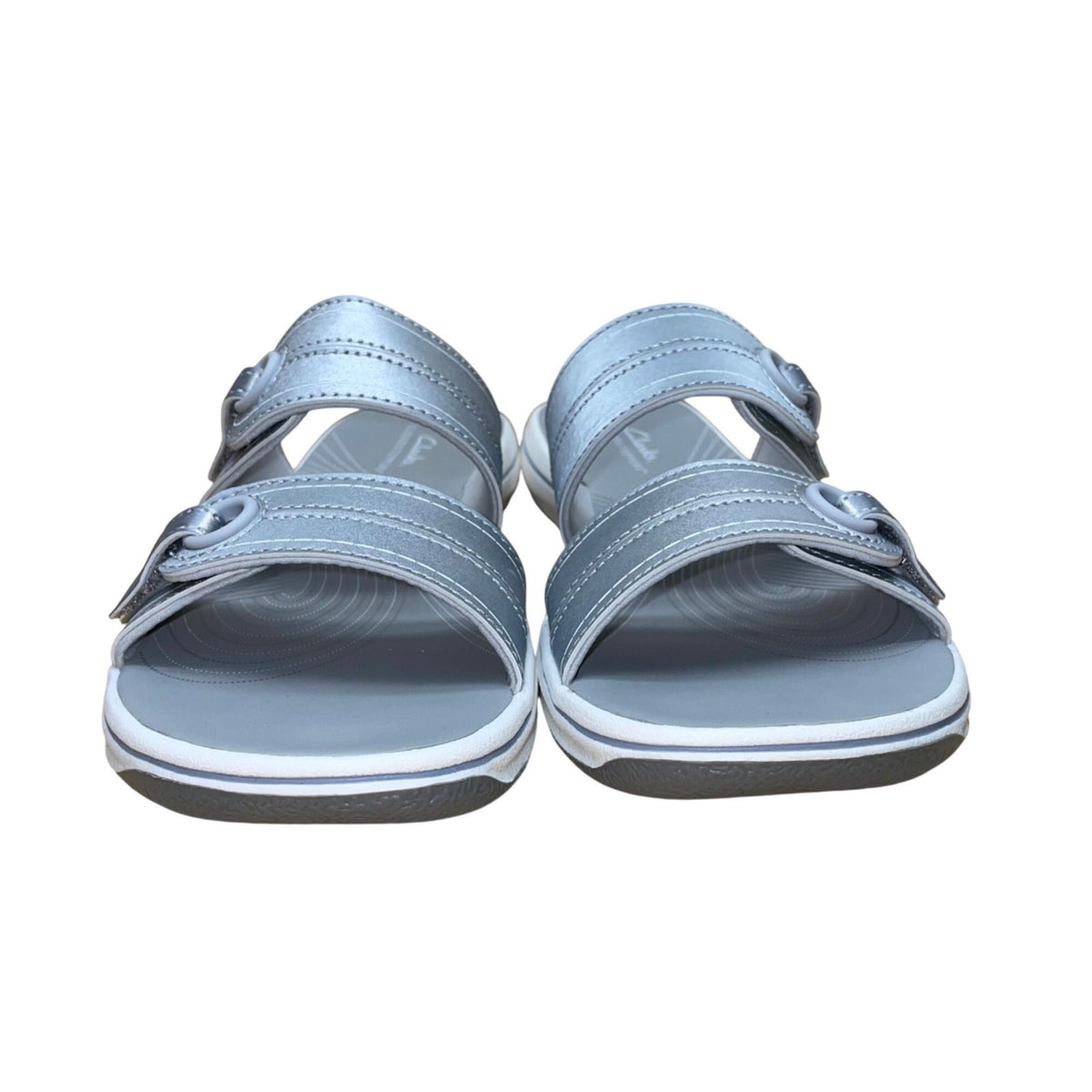 Clarks Women’s Silver Cushion Soft Cloudsteppers Breeze Maye Sandals Size 7