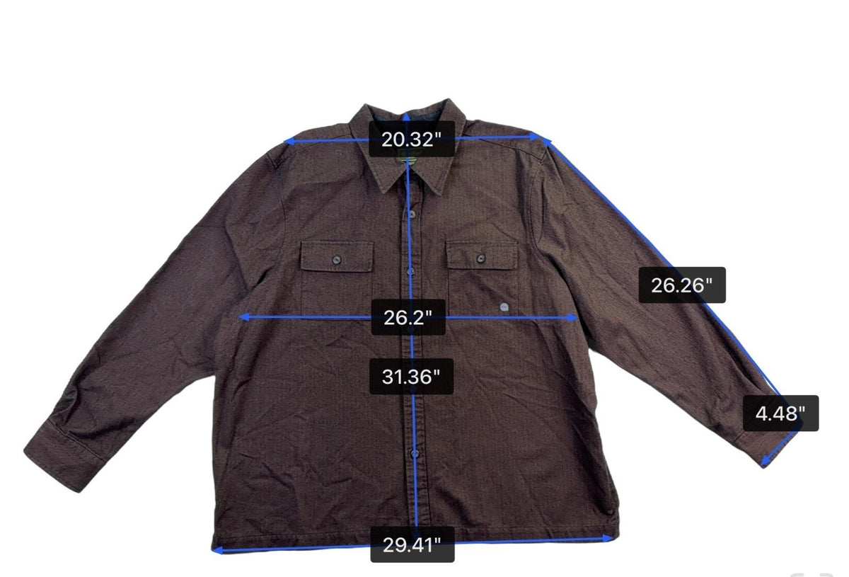 Eddie Bauer Mens Dark Brown Cotton Long Sleeve Button-Up Shirt Casual Sz XXL