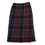 Talbots Womens Red & Green Plaid Wool Midi Skirt Button Accent Size 8 Petite