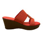 Lauren Blakwell Women’s Red Open-Toe Slip-On Dual-Strap Wedge Sandals Size 7