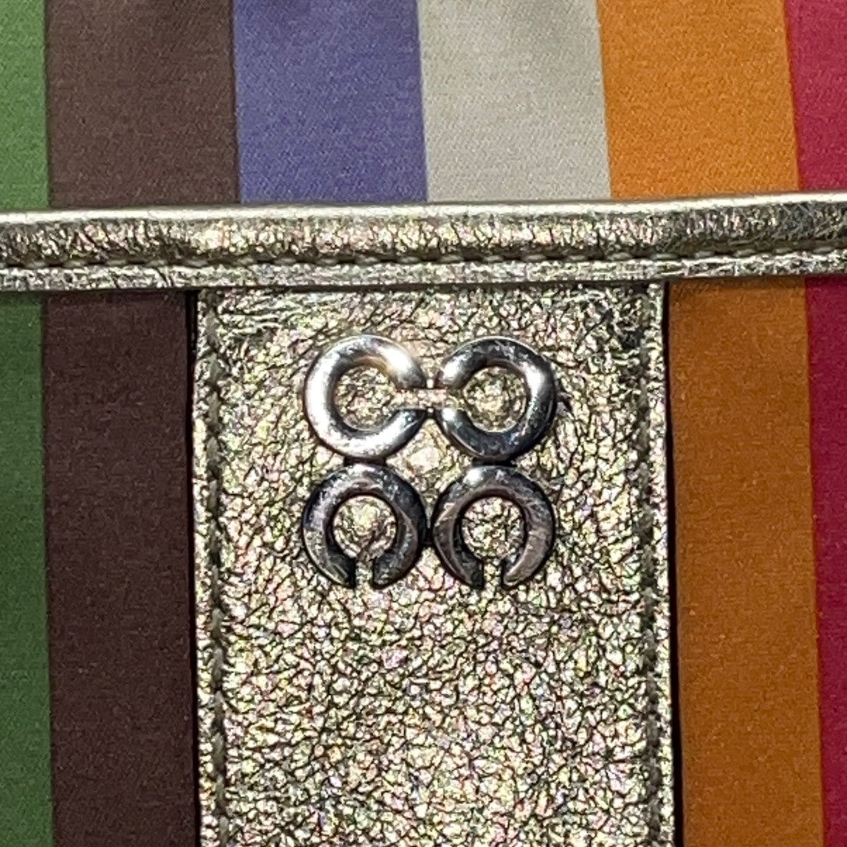 Coach Womens Multicolor Striped Metallic Accents Adjustable Strap Crossbody Bag