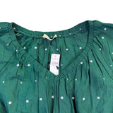 Loft Womens Green Cotton Short-Sleeve Embroidered Dress W/ Waist Tie Size L