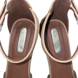 Mark Women’s Beige Man-Made Cutout Design Open Toe Wedge Ankle Sandals Size 7
