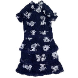 AX Paris Womens Navy Lace Floral Mini Dress Elegant Ruffle Details Size 10