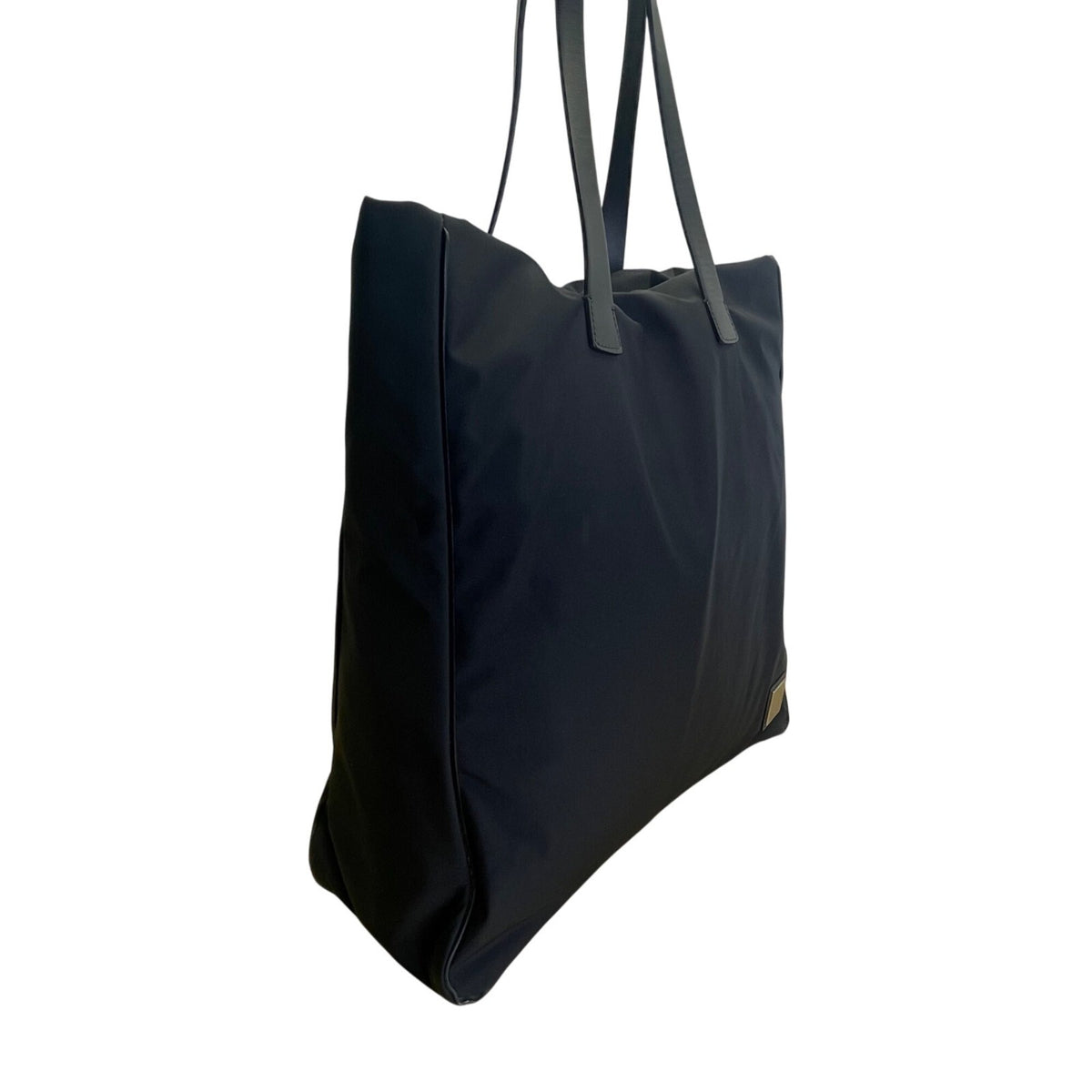 Bally Women’s Black Nylon With Leather Handles Tote Bag Size L