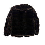 Garfinckels Womens Brown Faux Fur Coat Washington Elegant Warm Vintage Jacket