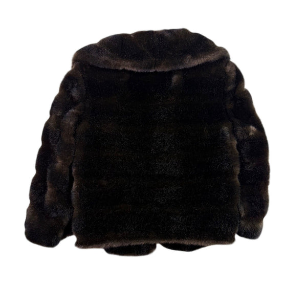 Garfinckels Womens Brown Faux Fur Coat Washington Elegant Warm Vintage Jacket