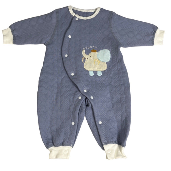 Chamie Toddler Boy's Blue White and Green Toddler Jumpsuit Set Sz 0M