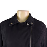 Bellivera Womens Black Polyester Suede Moto Jacket Zippered Pockets Sz S