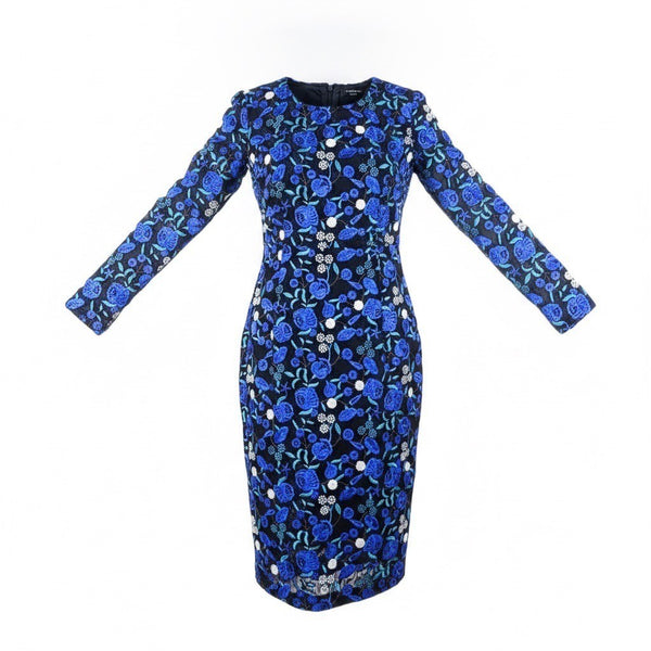 Pretty Little Thing Womens Blue Floral Embroidered Midi Dress Size 10