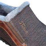 Boxpopla Men’s Brown & Gray Faux Leather Slip-On Winter Boots