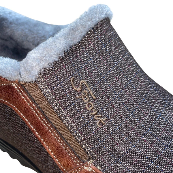 Boxpopla Men’s Brown & Gray Faux Leather Slip-On Winter Boots