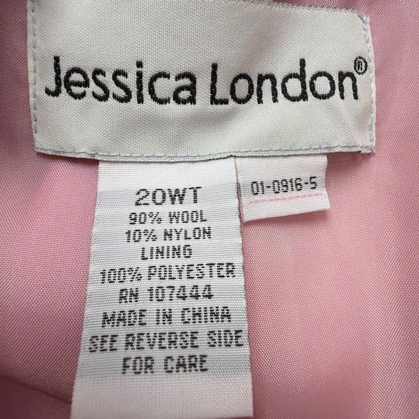 Jessica London Womens Pink Wool Blend Long Button-Front Coat Size 20WT