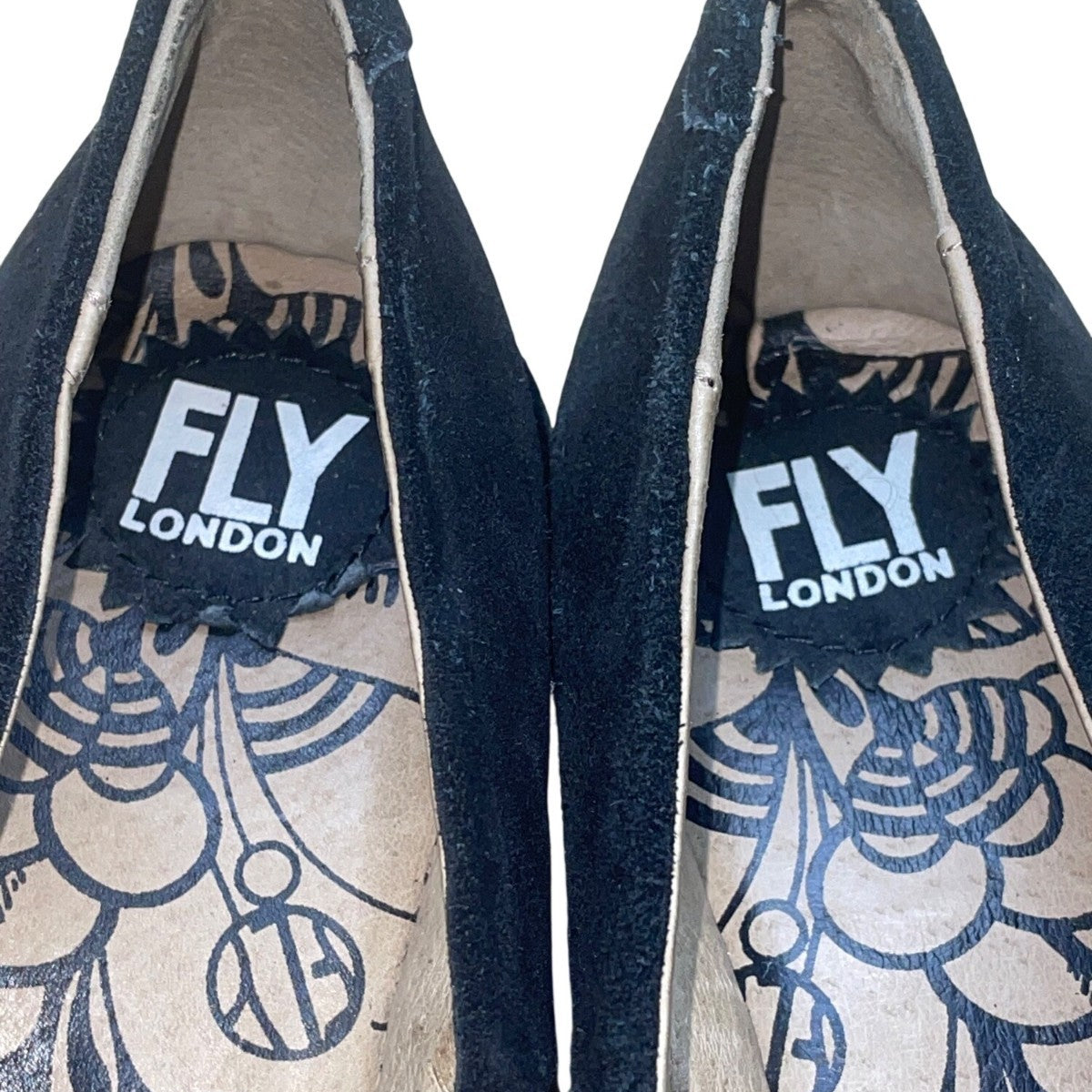 Fly London Women’s Black Suede Slip-On Design Wedge Platform Shoes Size 39