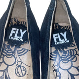 Fly London Women’s Black Suede Slip-On Design Wedge Platform Shoes Size 39