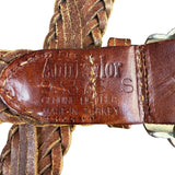 Ann Taylor Womens Brown Genuine Leather Braided Belt Silver-Tone Buckle Accents