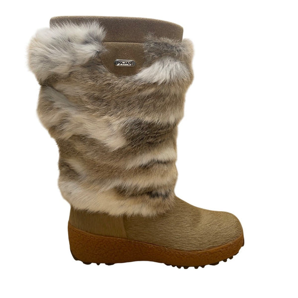 Pajar Women’s Brown & White Fur Knee High Winter Boots Size 40