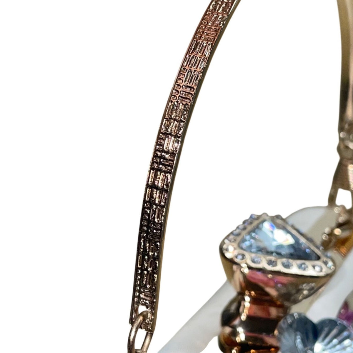 Women’s Pink Floral Embellishment With Chain Strap & Handle Clutch Purse