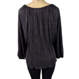 Chicos Womens Black Pleated Long Sleeve Blouse Relaxed Fi tSize 2 US L