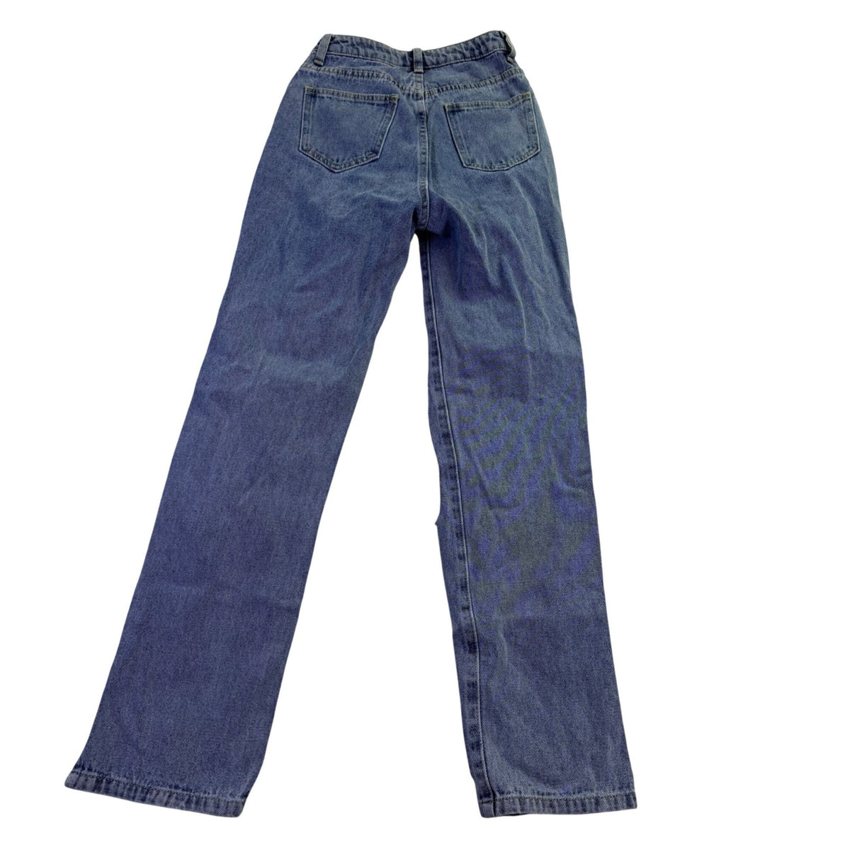 Pretty Little Thing Womens Blue High-Waisted Distressed Straight Leg Jeans Sz 4