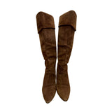Nina Women’s Brown Suede Fold Over Knee High Heeled Boots Size 7.5