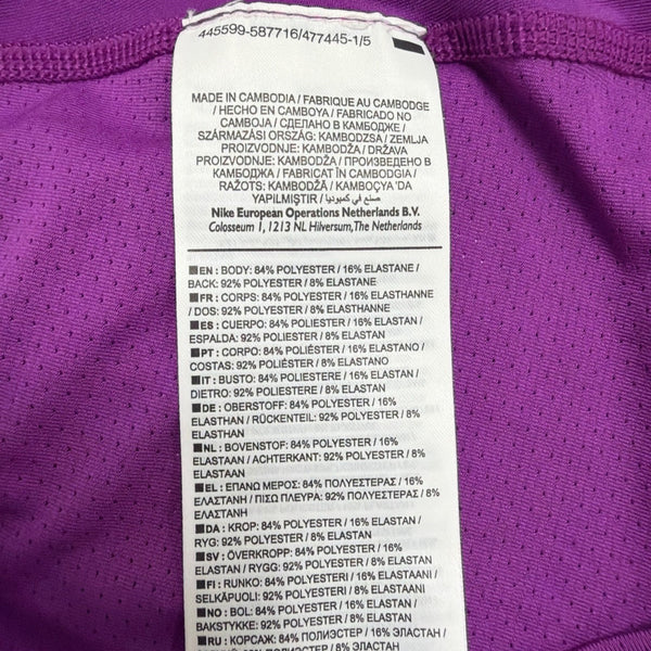Nike Womens Purple Dri-Fit Pro Tee Shirt Athletic Top  Size L