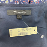 Madewell Womens Floral Midi Dress Blue Polyester Long Sleeve Size L New