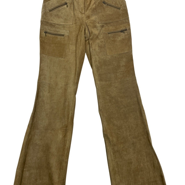 Context Women’s Tan Leather High-Waisted Flared Pants Size 6 - New