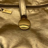 California Women’s Gold Leather Adjustable Strap & Snap Closure Shoulder Bag