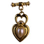 Jaclyn Smith Womens Gold Tone Brooch Dangle Heart Design Faux Pearl Accent