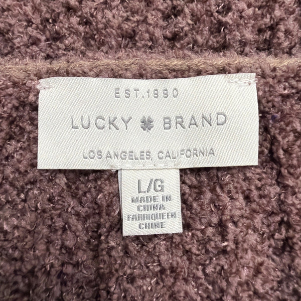Lucky Brand Womens Brown V-Neck Ribbed Sweater Size L