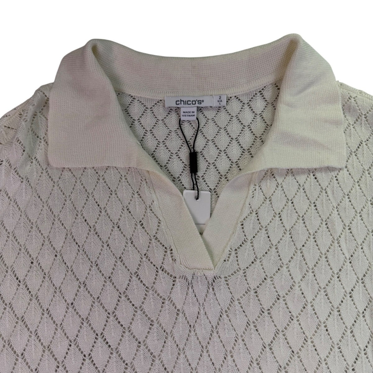 Chicos Womens Cream Knit Pullover Sweater Acetate/Modal Blend Size L