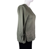J.Jill Womens Green Linen Button-Down Long Sleeve Top Casual Lightweight Size XL